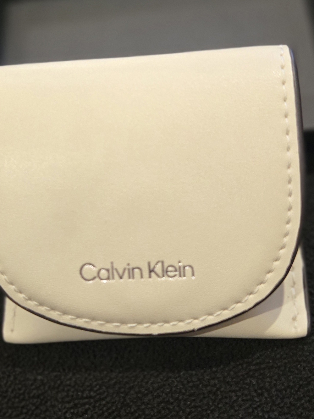 Calvin Klein Cream Compact Leather Card Wallet